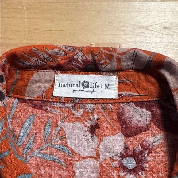 Natural Life Rebecca Tiered Midi Dress Orange Floral Size M Pockets Boho - Picture 3 of 10